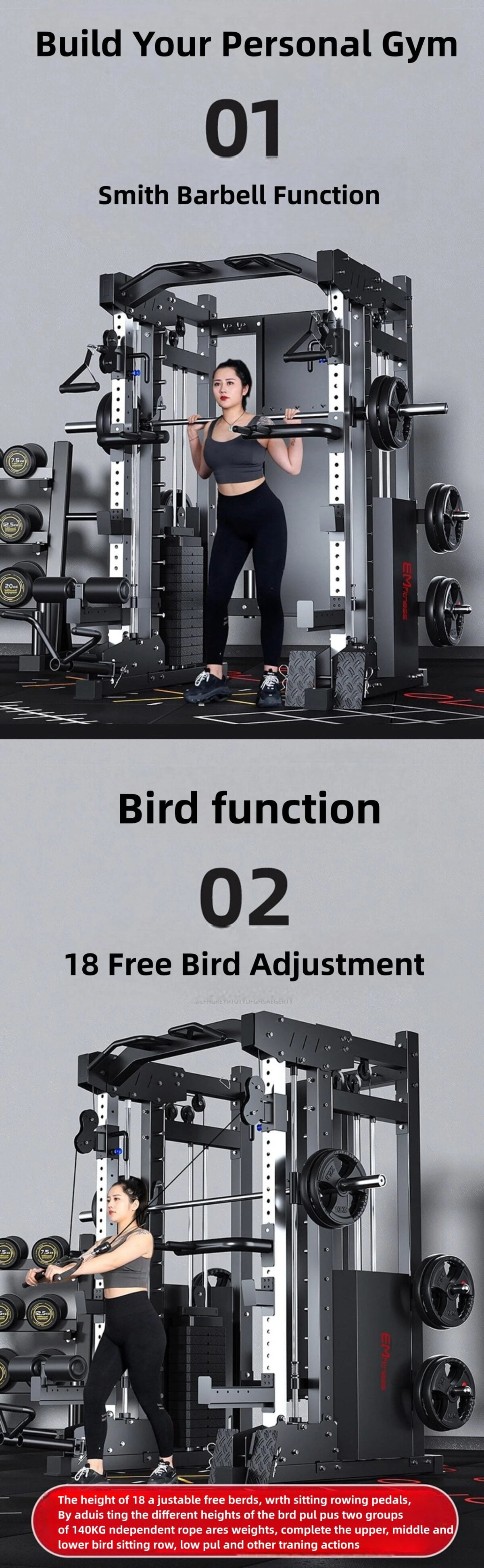 Multifunctional Trainer with Cable Crossover & Smith Machine | HSE Fitness